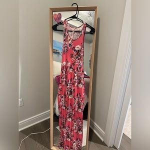 Pink floral maxi dress